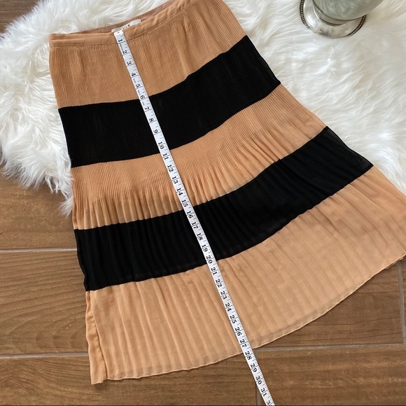 Black and Nude Pleated Midi Skirt - Picture 3 of 4